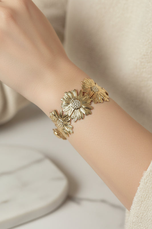 Flower cuff bangle