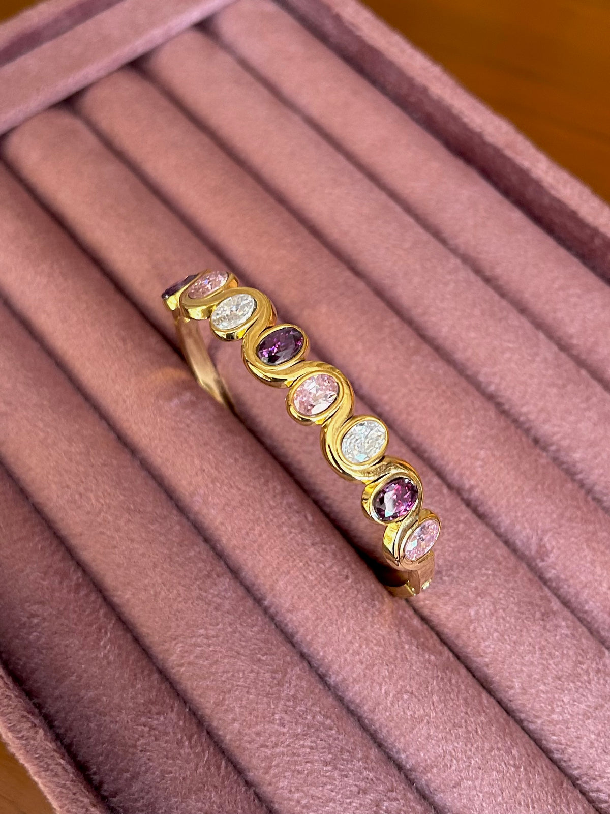 Golden oval stone bangle