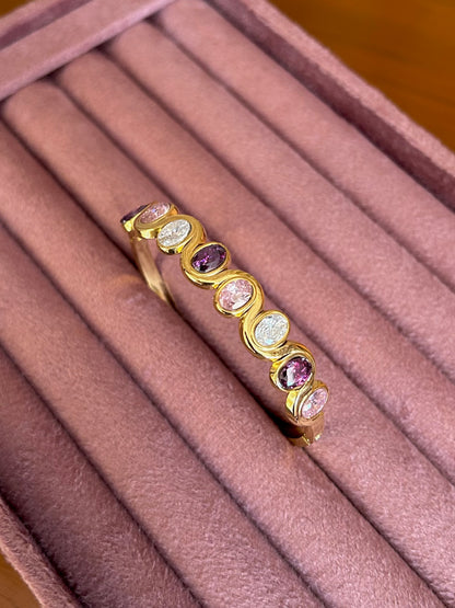 Golden oval stone bangle