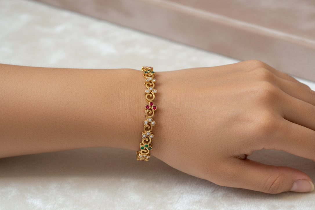 Multicolour golden bangle