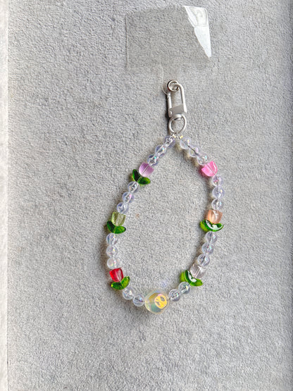 Garden Flower Beaded Phone Charm - Multicolor