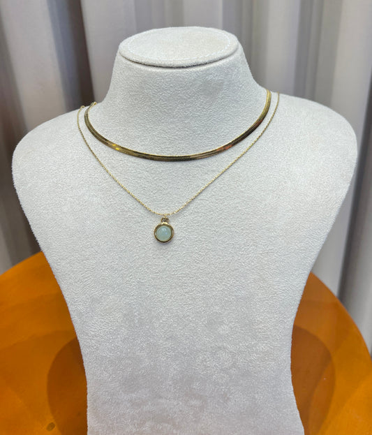 Double layer mint necklace