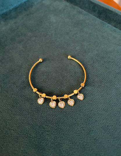 White heart charms bangle