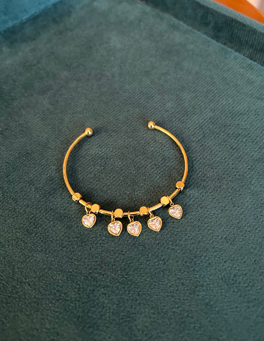 White heart charms bangle