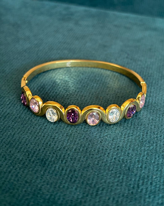 Golden oval stone bangle