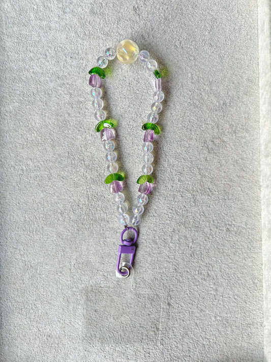 Purple Butterfly Beaded Phone Charm - Purple Carabiner