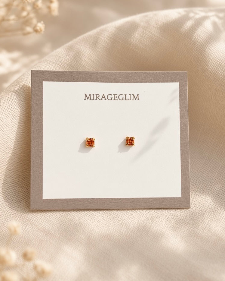 Square Crystal Stud Earrings