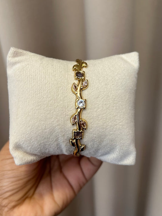 Multicolour Crystal Wave Gold bangle