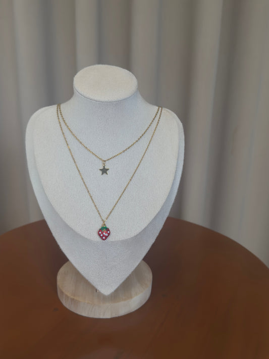 Celestial Strawberry Layered Necklace Set