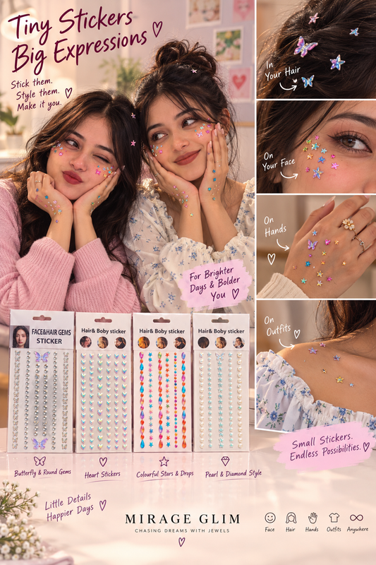 Face, Hair & Body Gem Stickers