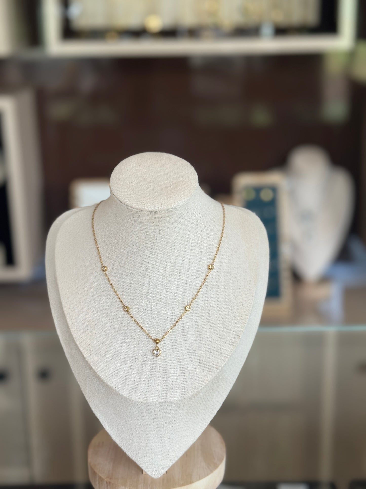 Stone with heart necklace