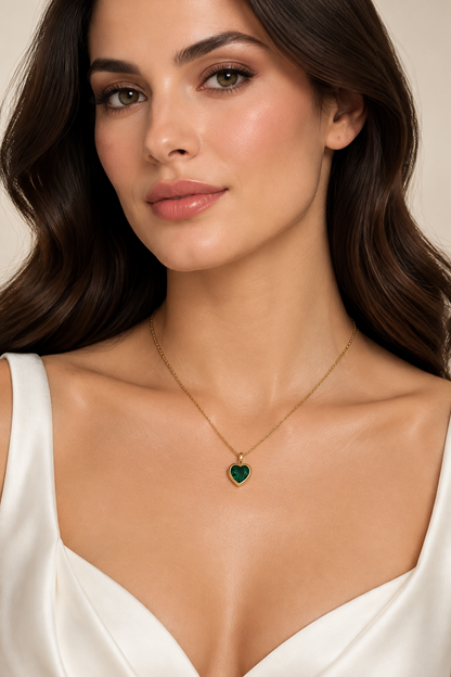 Green heart necklace