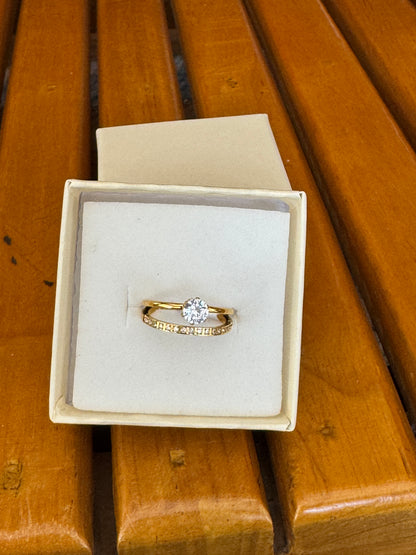 Solitaire Double Ring Size 6