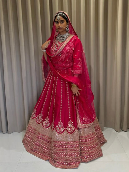 Rani pink Raw Silk Hand work