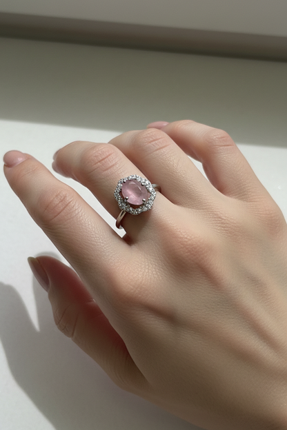 Ad ring pink stone