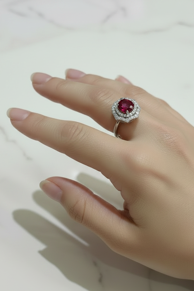 Ad ringe red stone