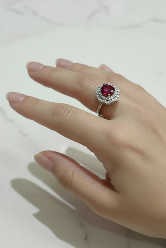 Ad ringe red stone