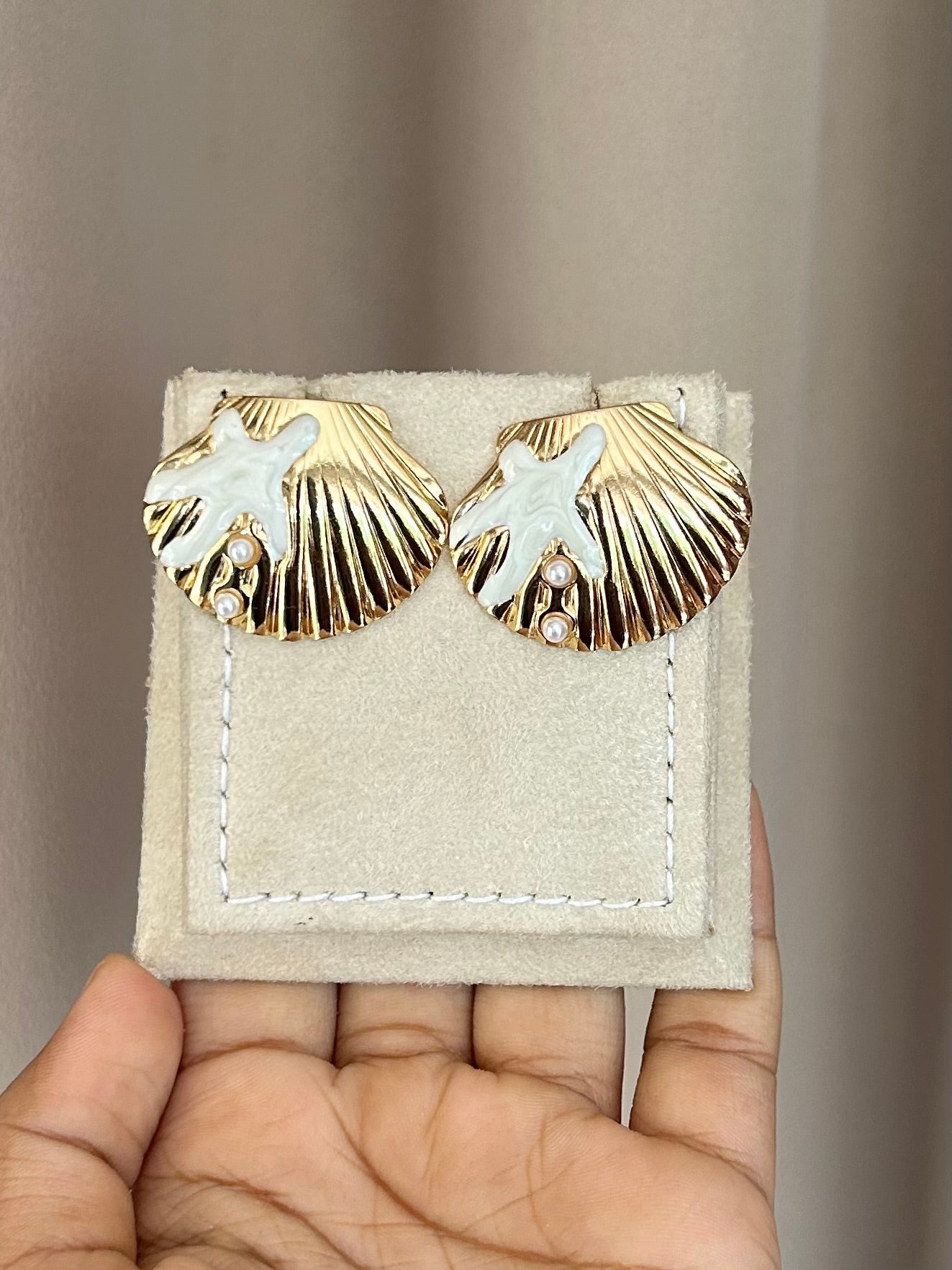 Seashell & Pearl Stud Earrings