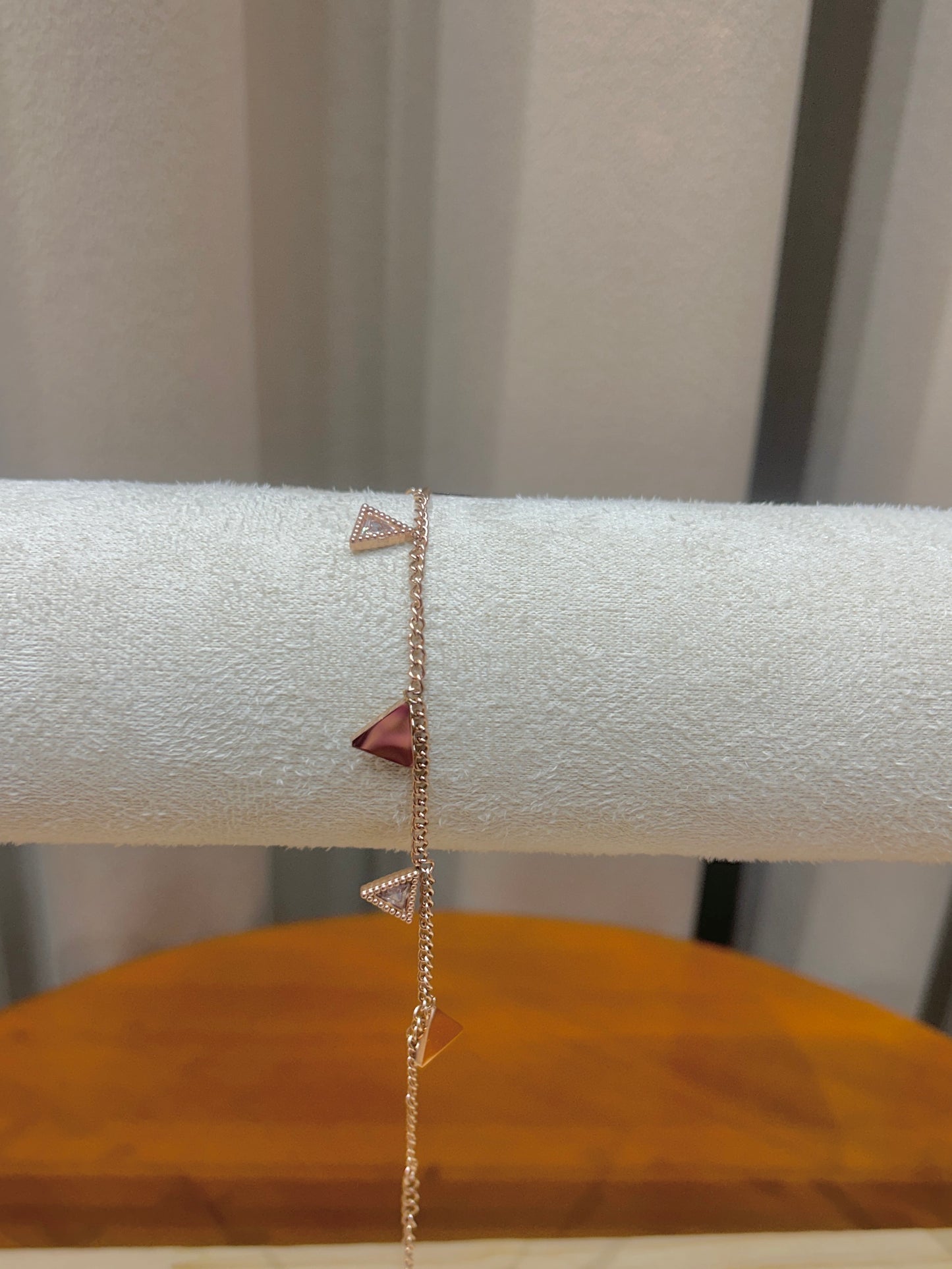 Rose Gold Triangle Station Bracelet