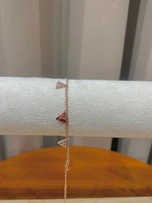 Rose Gold Triangle Station Bracelet