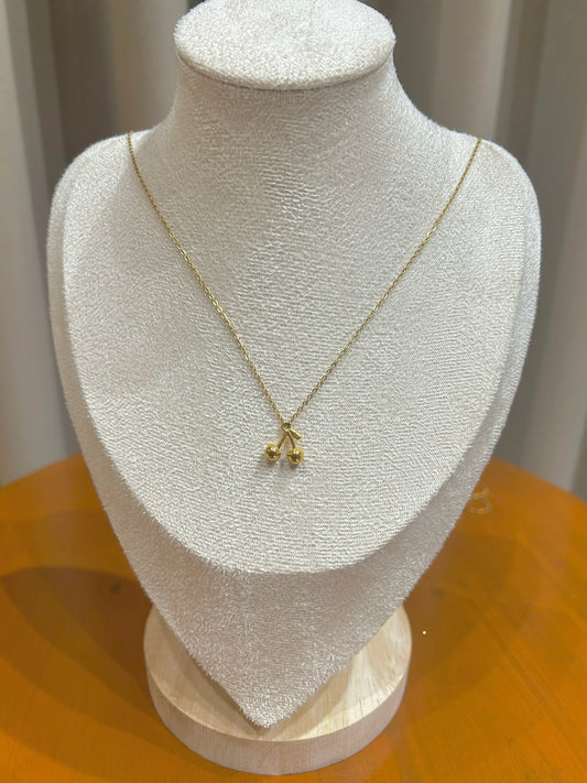 Gold cherry necklace