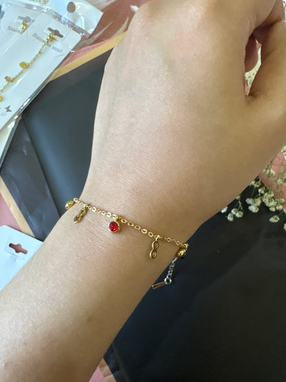 Charm Multi Infinity Stone Bracelet-Gold