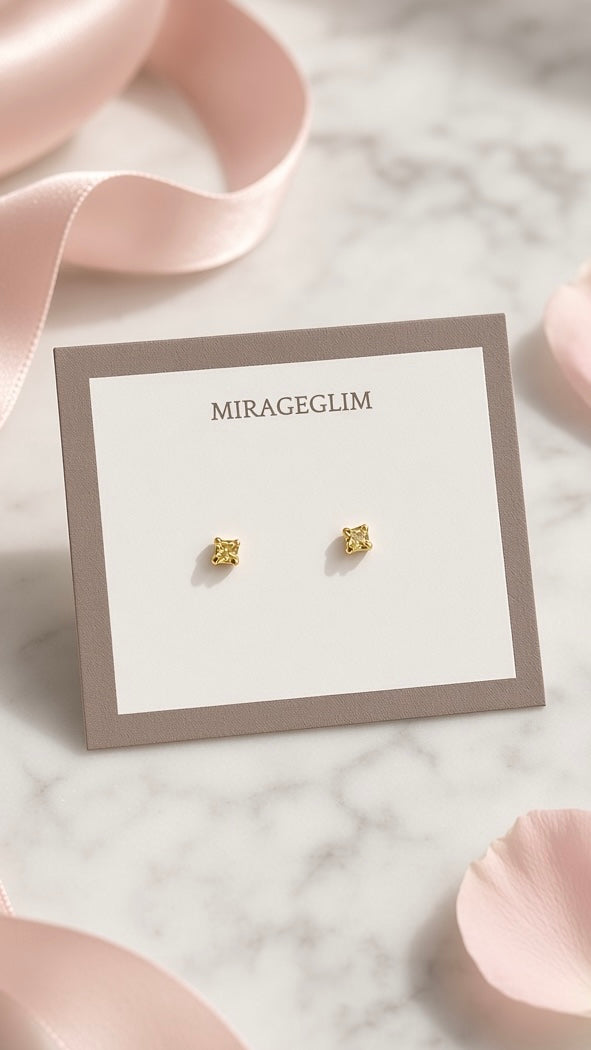 Square Crystal Stud Earrings
