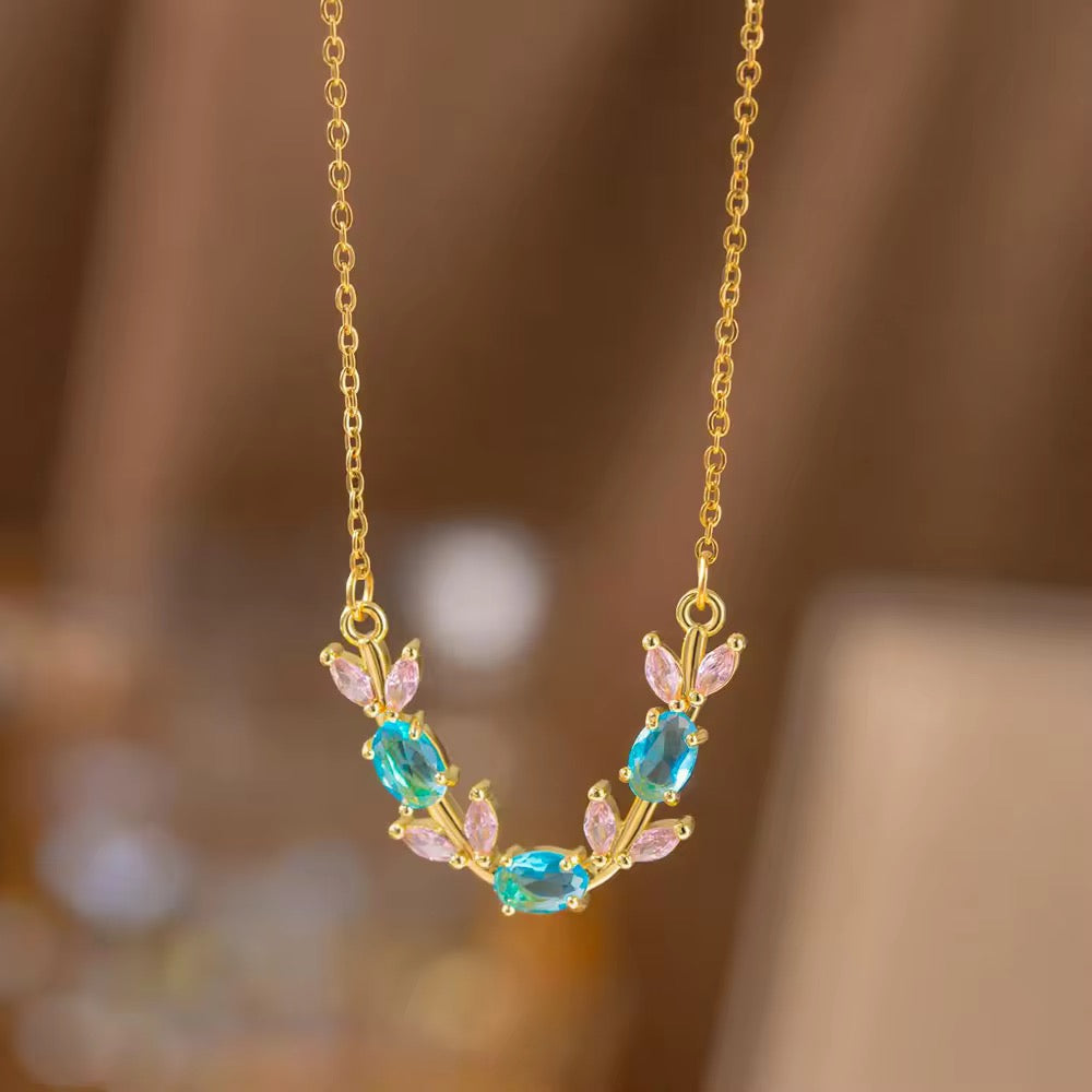 tulip necklace pink and blue