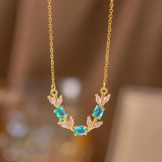 tulip necklace pink and blue