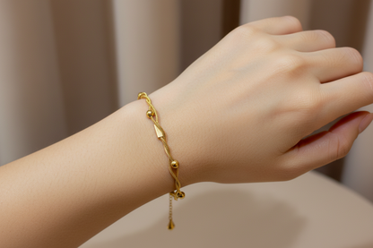 Rectangle round bracelet gold