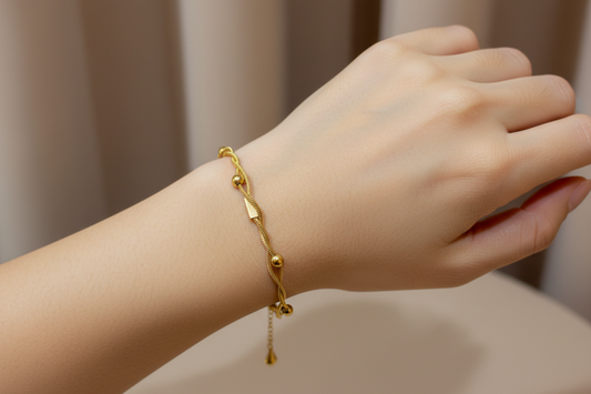 Rectangle round bracelet gold