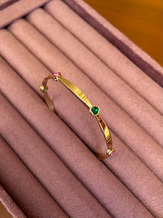Multi colour Crystal Gold Bangle
