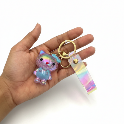 Rainbow Crystal Baby Keychain with Holographic Strap