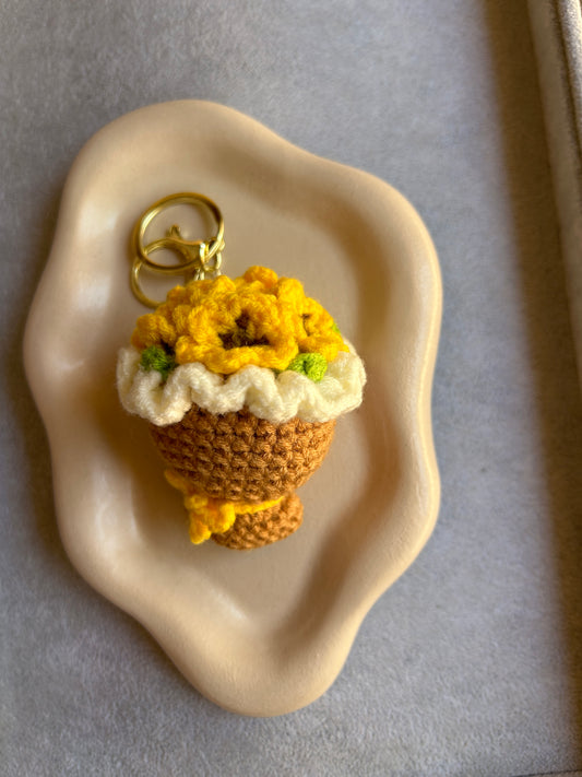 Crochet Ice Cream Cone Keychain
