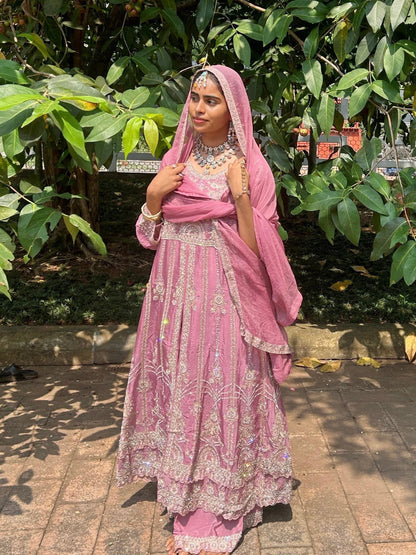 Partywear dress dark pink