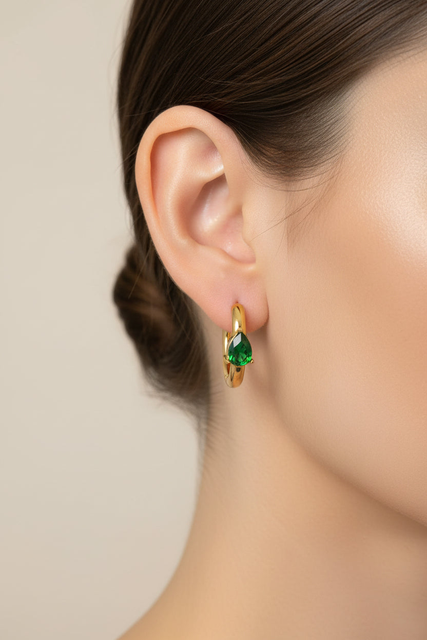 Raindrop green earring