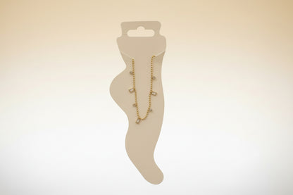 Crystal Bezel Charm Anklet Pair