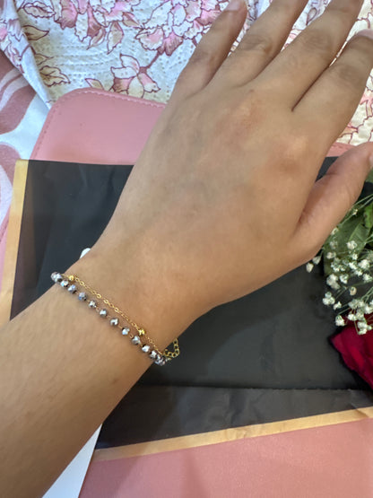 Double Layer Midnight Bead Bracelet-Gold
