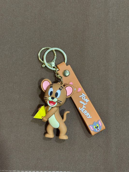 Jerry Mouse 3D Rubber Keychain/Bag Charms- Holding Cheese Collectible