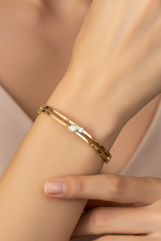 Baby sized twin stone bangle