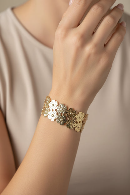 Flower cuff bangle
