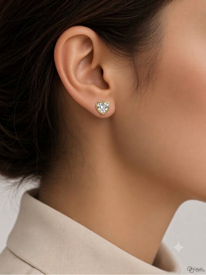 Heart Gold Stud Earrings