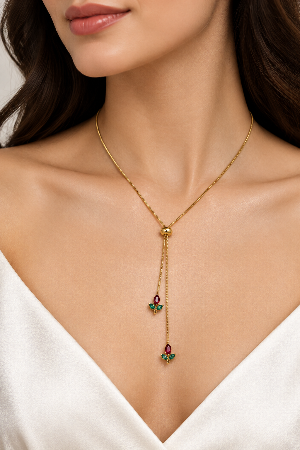 Adjustable Red tulip necklace