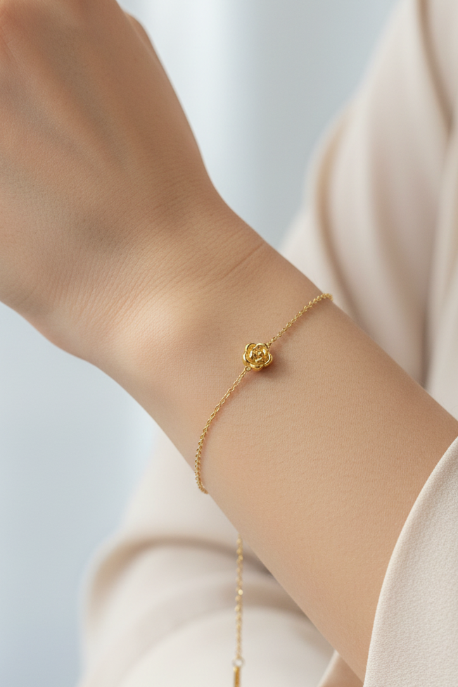 Dainty Floral Gold Bracelet