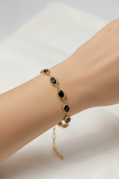 Onyx Oval Station Bracelet