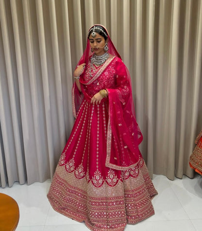 Rani pink Raw Silk Hand work