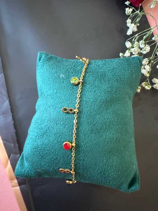 Charm Multi Infinity Stone Bracelet-Gold
