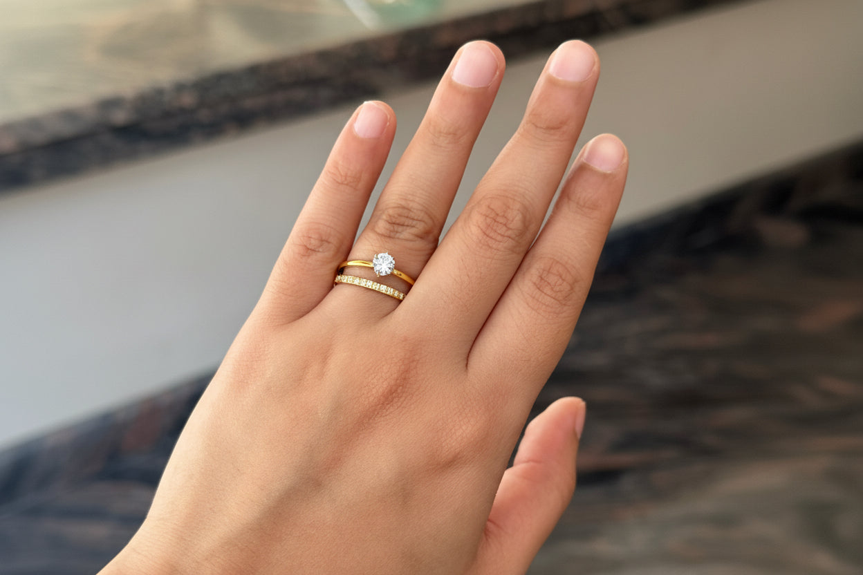 Solitaire Double Ring Size 6