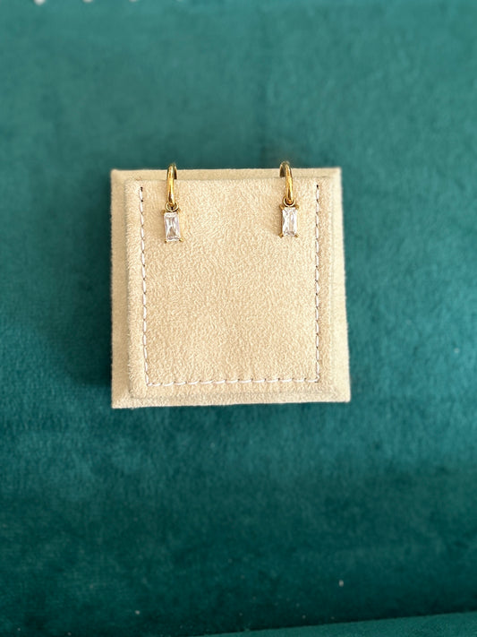 Square white stone earring
