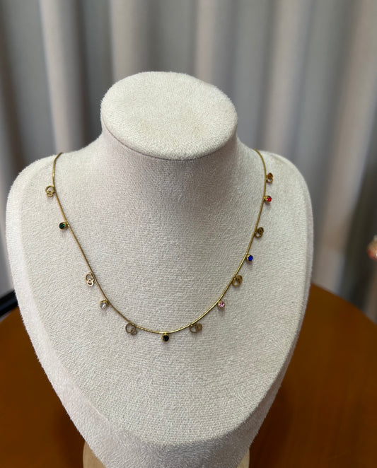 MULTI STONE CHARM NECKLE